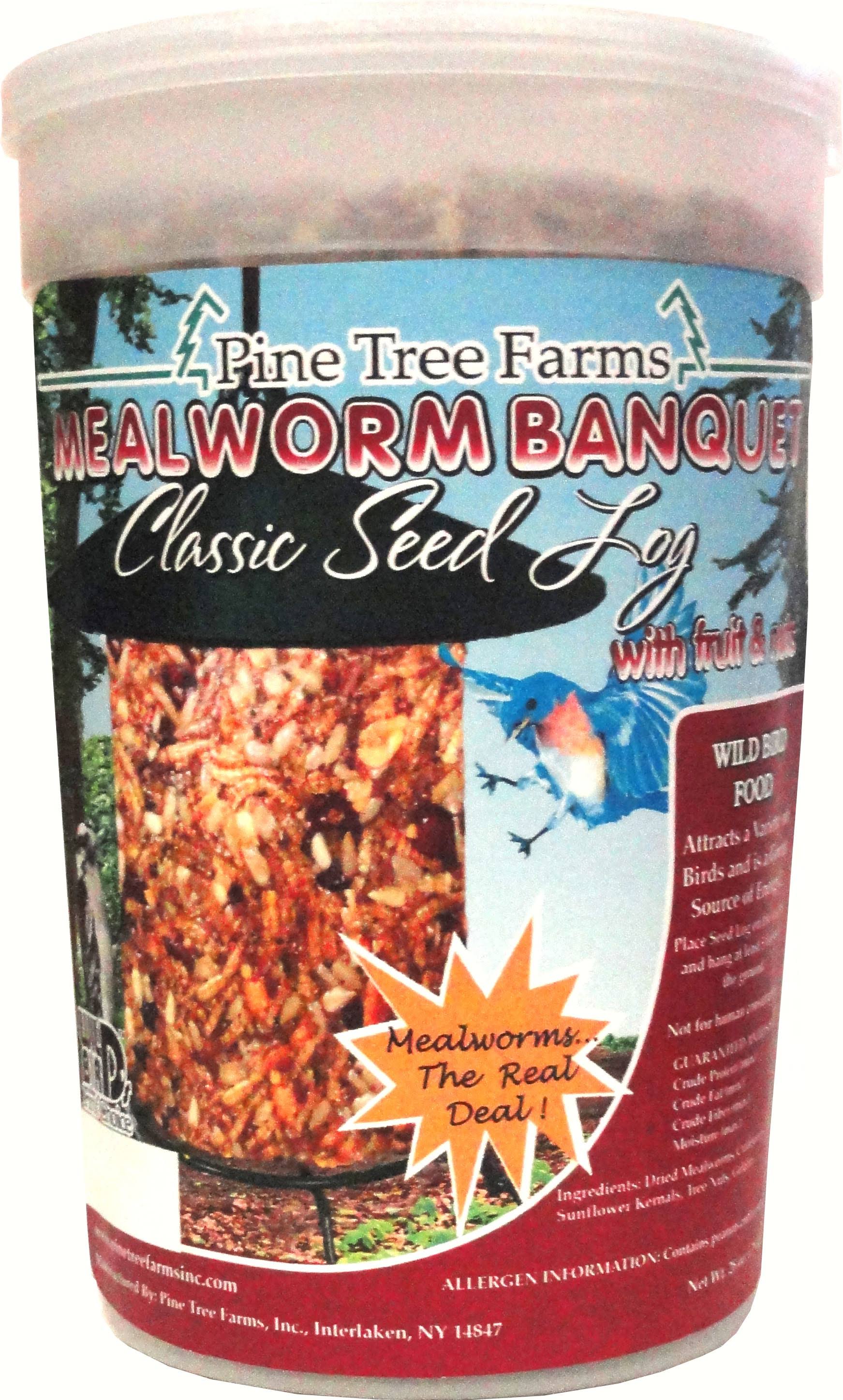 Pine Tree Farms Mealworm Banquet Classic Seed Log Wild Bird Food - with Fruits and Nuts