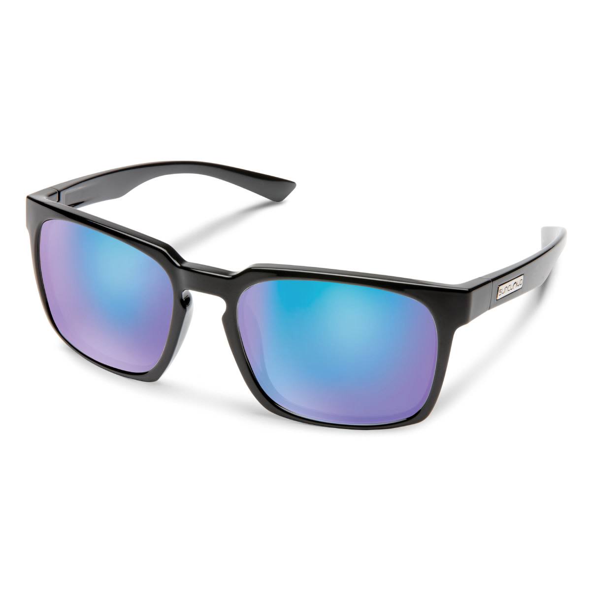 Suncloud Hundo Sunglasses Black Polarized Blue Mirror