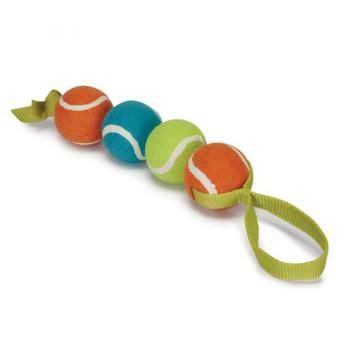 Chomper Four-ball Nylon Tennis Tug Dog Toy - One Size - Assorted Colors