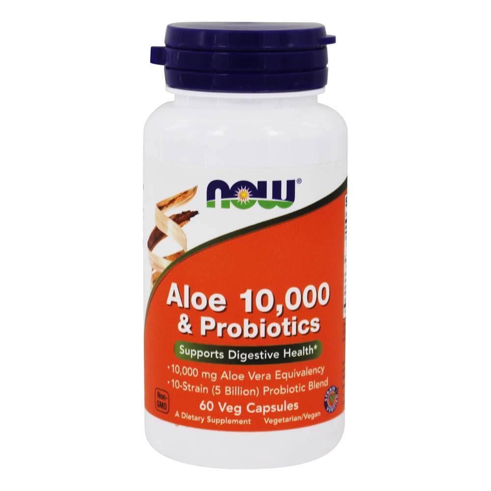 Now Foods Aloe Vera Probiotics Supplement - 60 Veg Capsules