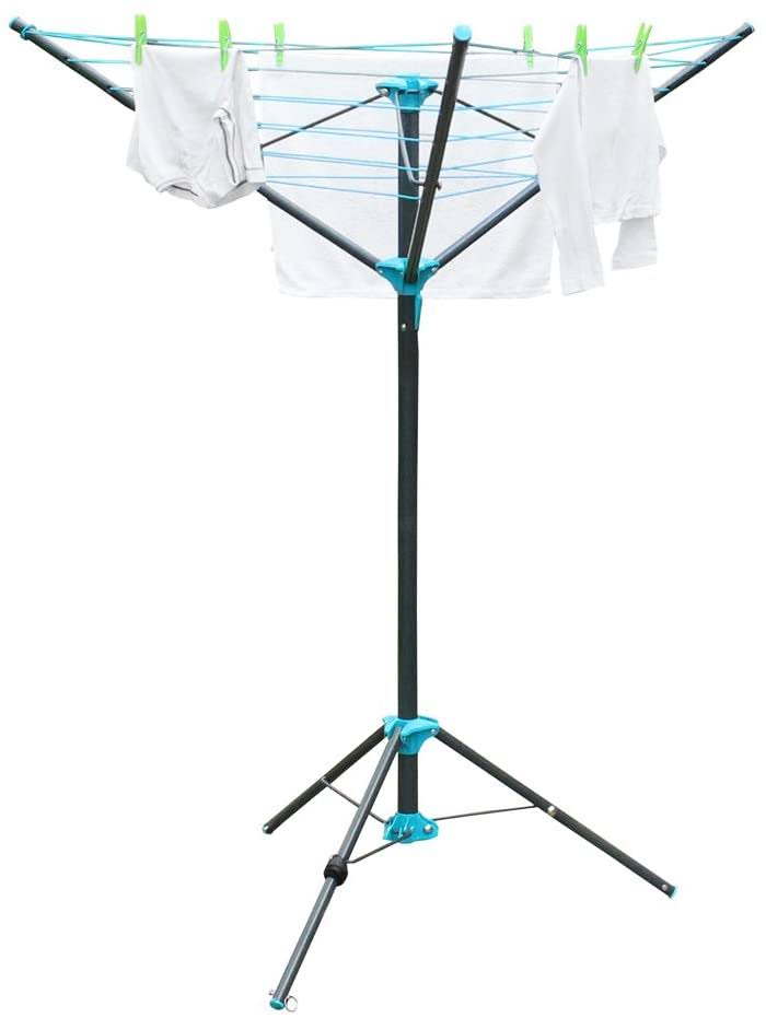 16 Metre Lightweight Steel JVL Compact Portable 3 Arm Free Standing Rotary Clothes Airer 