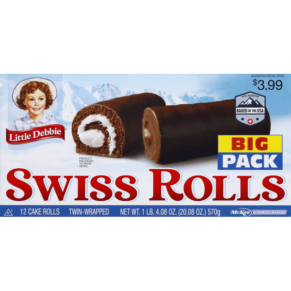 Little Debbie Cakes, Swiss Rolls, Big Pack - 12 cakes, 20.08 oz