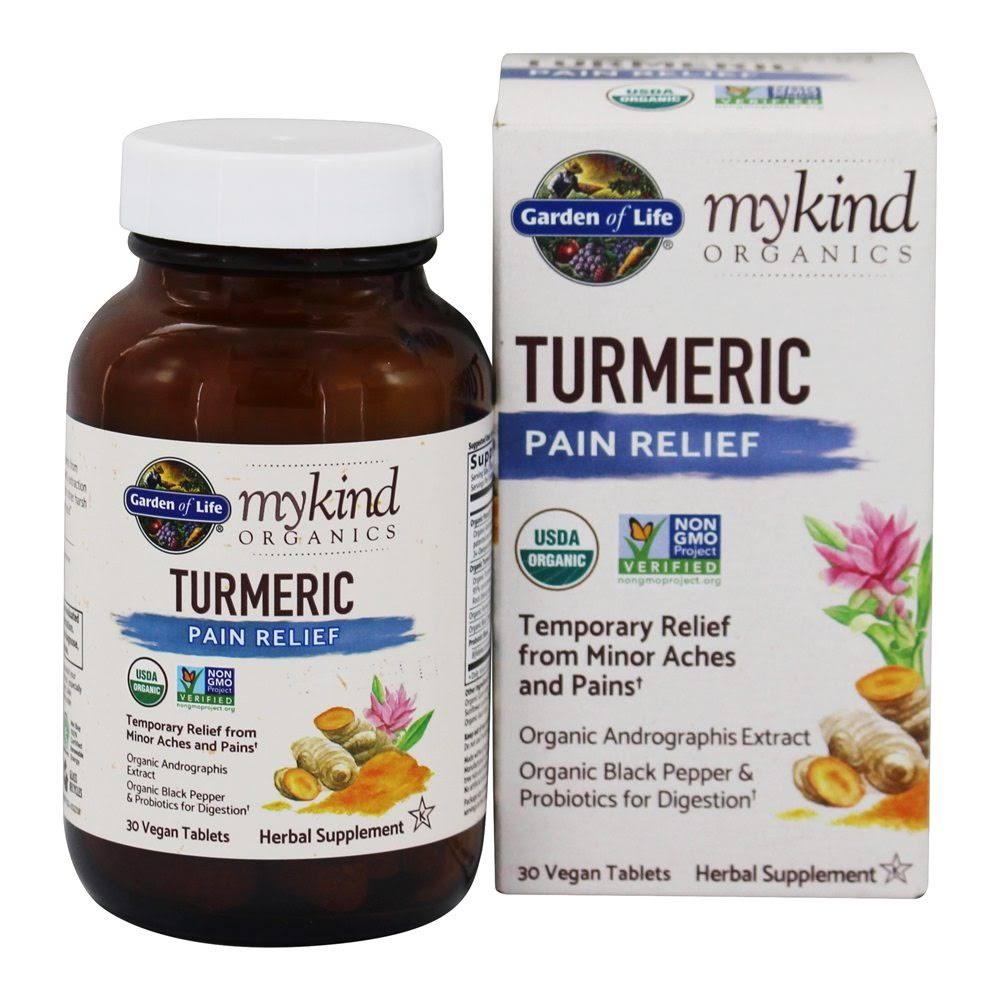 Garden of Life mykind Freshs Turmeric Pain Relief Herbal Supplement - 30 Vegan Tablets