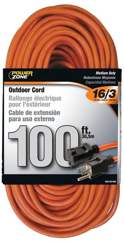 Power Zone Extension Cord - 100', Orange
