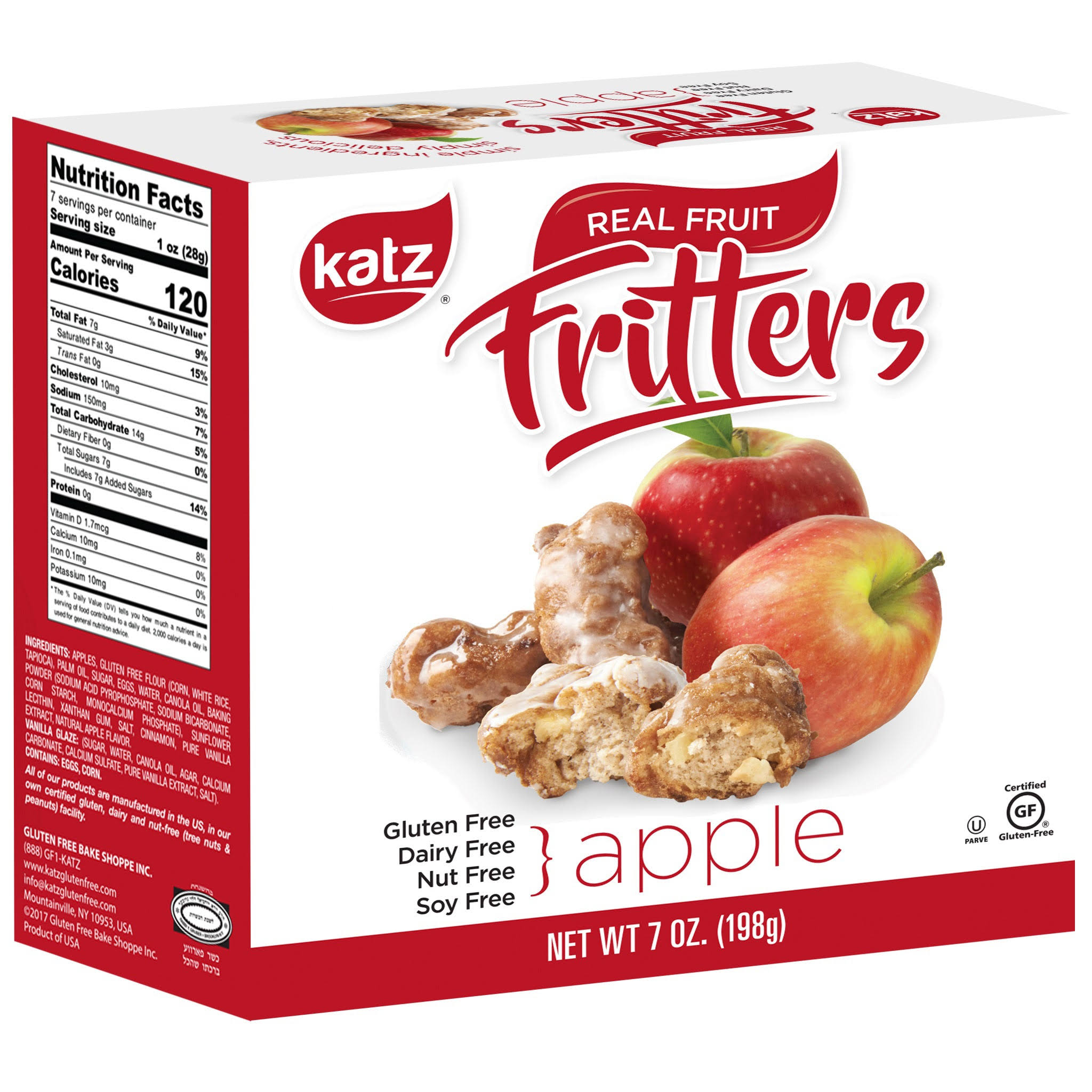 Katz Fritters, Real Fruit, Apple - 7 oz