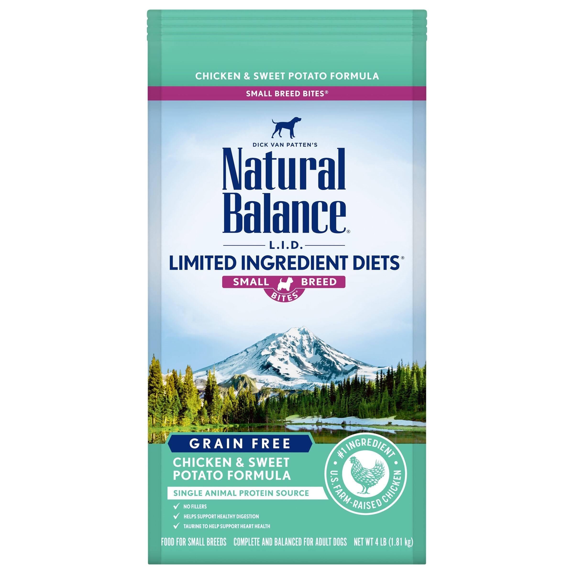 Natural Balance Limited Ingredients Diets Small Breed Bites Dog Food, Grain Free, Chicken & Sweet Potato Formula - 4 lb