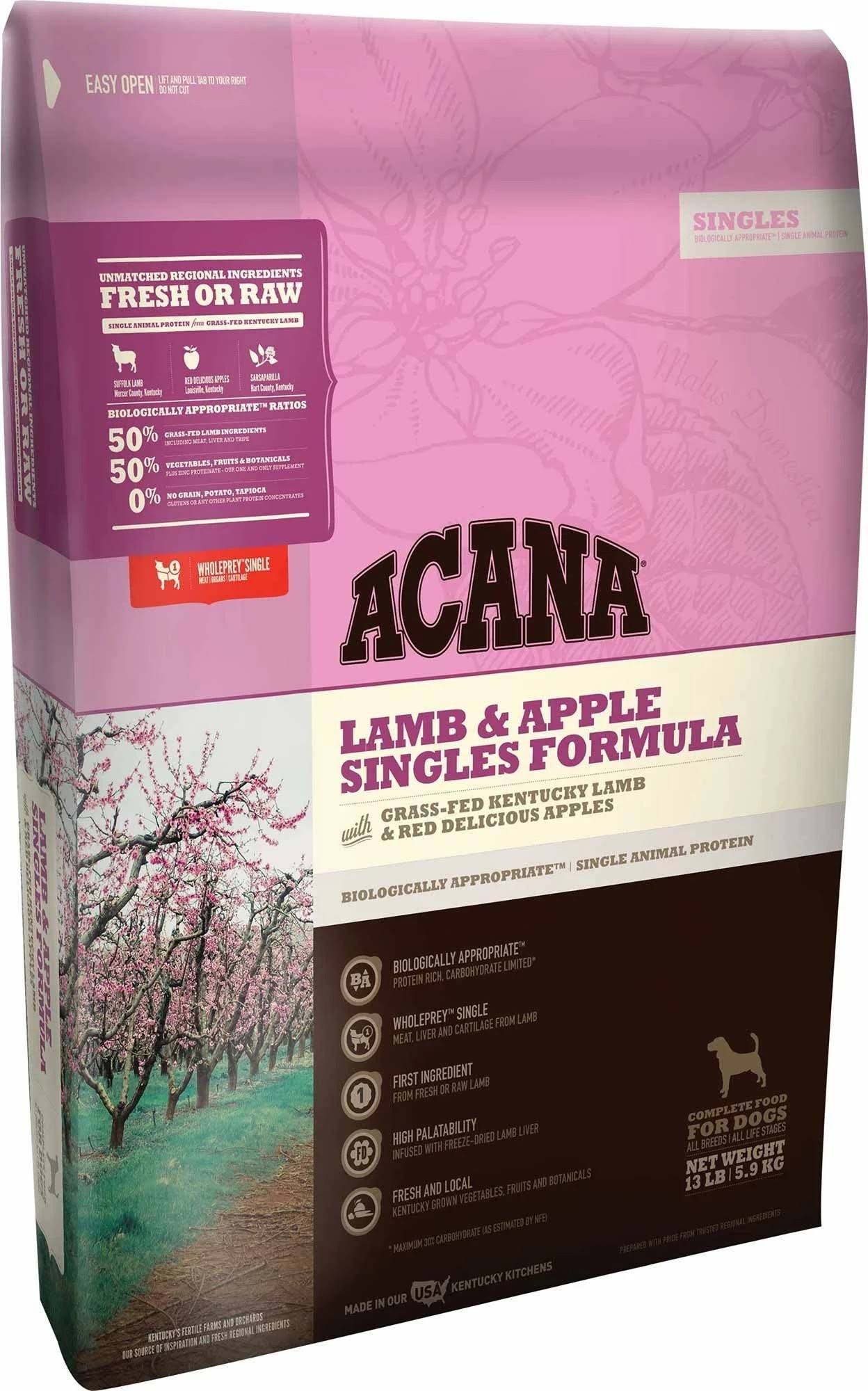 ACANA Singles Lamb Apple Dry Dog Food, 25 lb