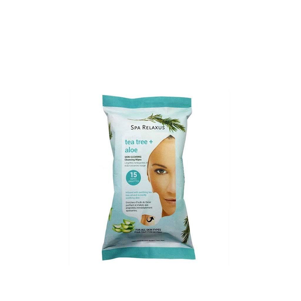 Relaxus Tea Tree + Aloe Facial Wipes 15/pack