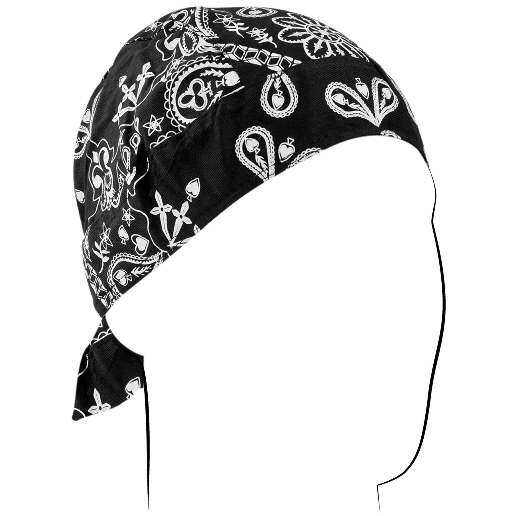 Zan Headgear Road Hog Cotton Flydanna Durag Skull Cap Head Wrap - Black