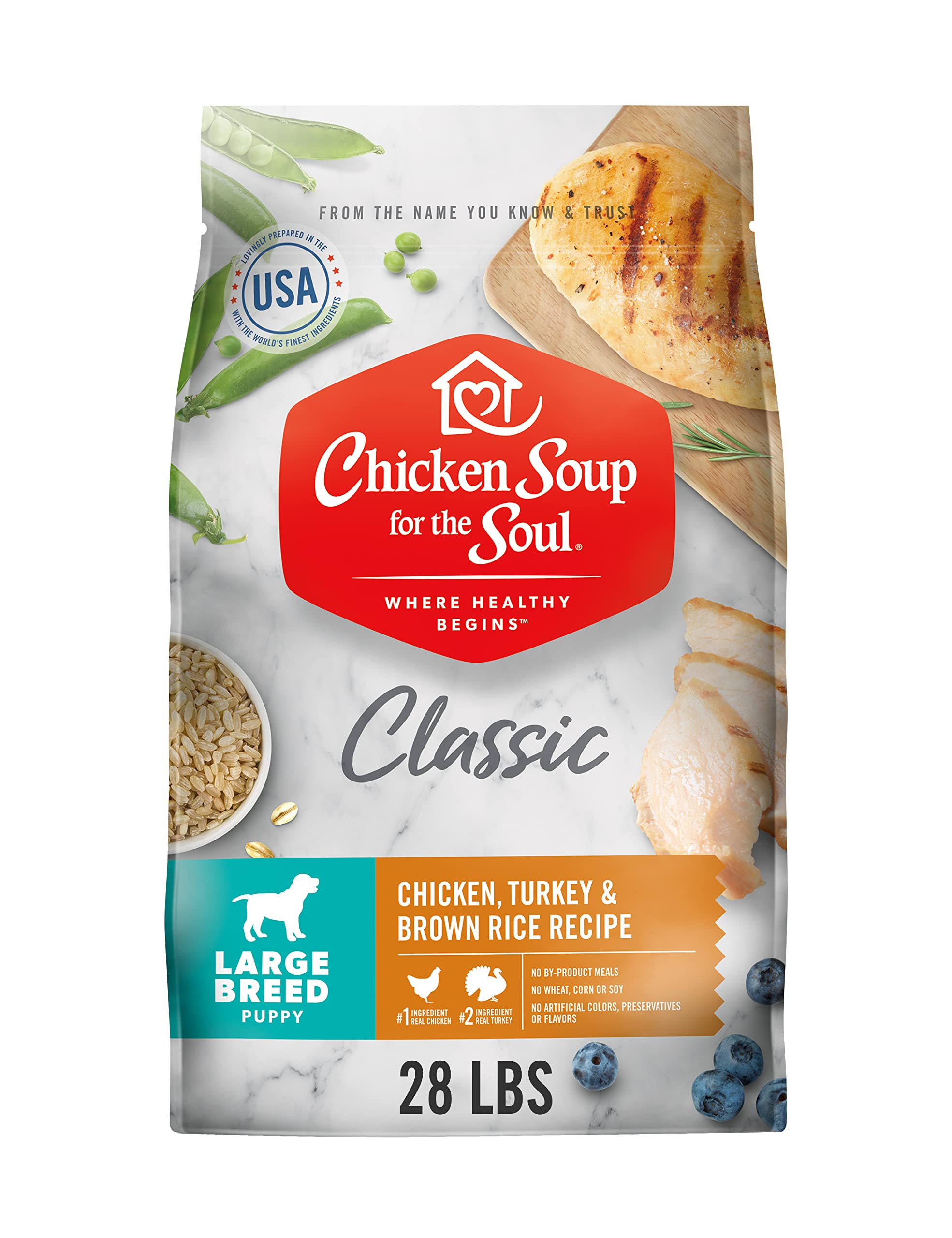 Chicken Soup for The Soul Large Breed Puppy Recipe with Chicken, Turkey & Brown Rice Dry Dog Food 28-lb