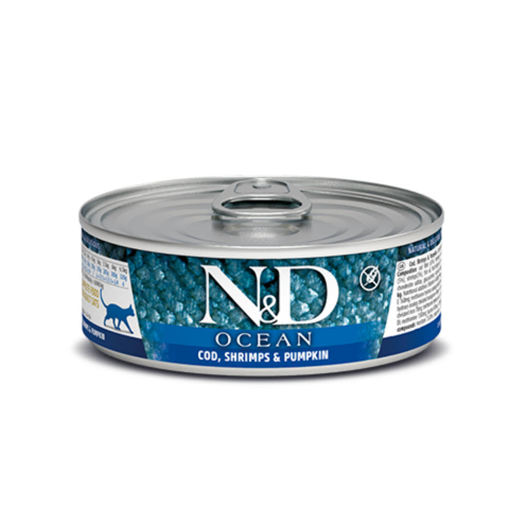 N&D Ocean Cat Canned Food - Cod, Shrimp and Pumpkin, 80g