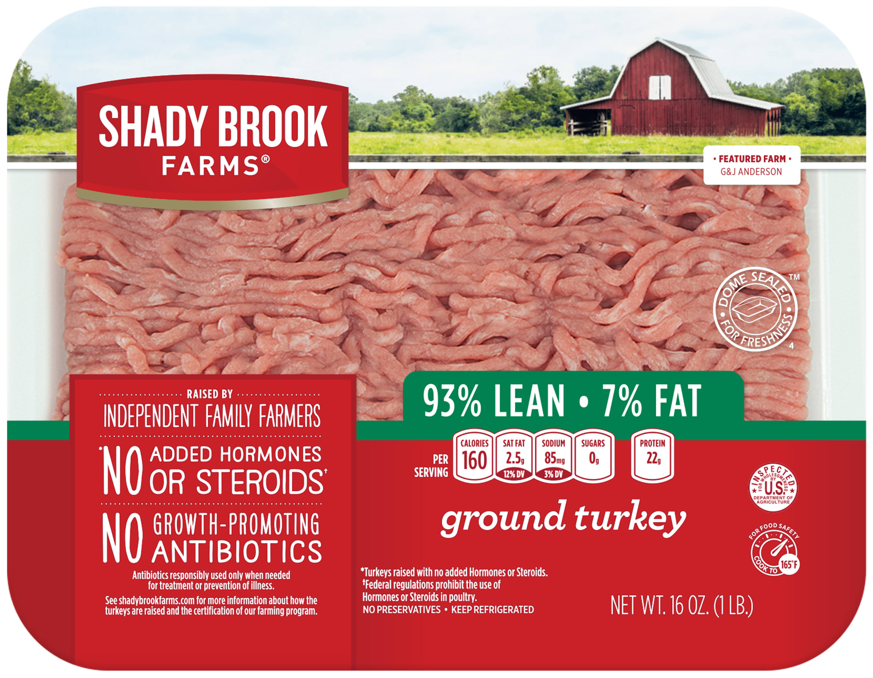 Shady Brook Farms Ground Turkey, 93% LEAN - 7% FAT - 16 oz