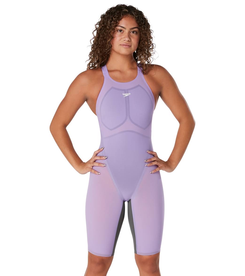 Speedo Women's Fastskin LZR Pure Valor Closed Back Kneeskin Tech Suit Swimsuit - Purple Reign | Nylon/Lycra - Swimoutlet.com