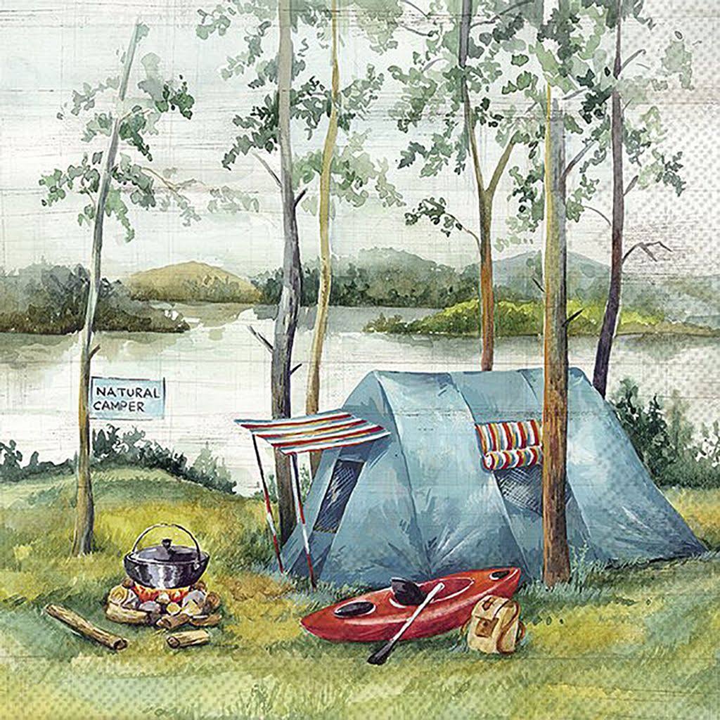 Paper Lunch Napkin, Tent in Woods