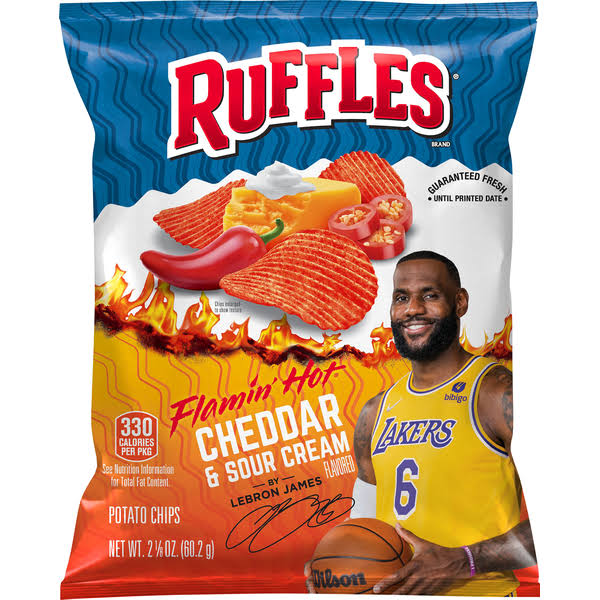 Ruffles Potato Chips, Flamin' Hot Cheddar & Sour Cream Flavored - 2.125 oz