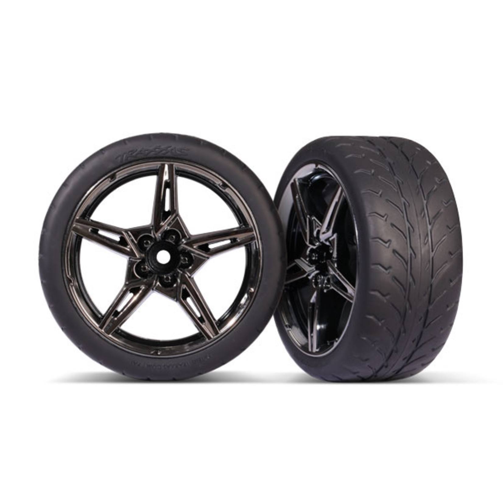 Traxxas 9371 - Split-Spoke Black Chrome Wheels / Response Tires