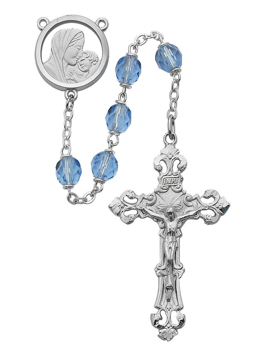 7mm Blue Glass Rosary