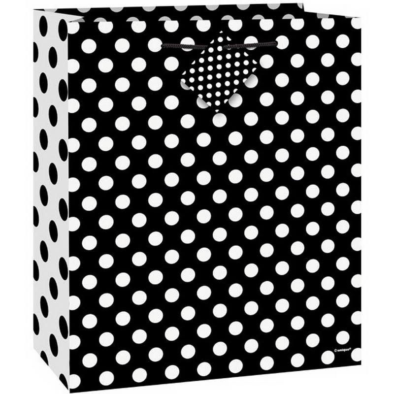 Polka Dot Gift Bag - Black, Medium