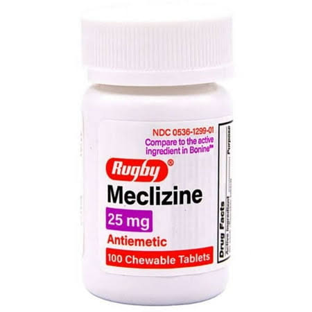 Rugby Meclizine 25 mg Antiemetic, 100 Chewable Tablets - 3 Pack