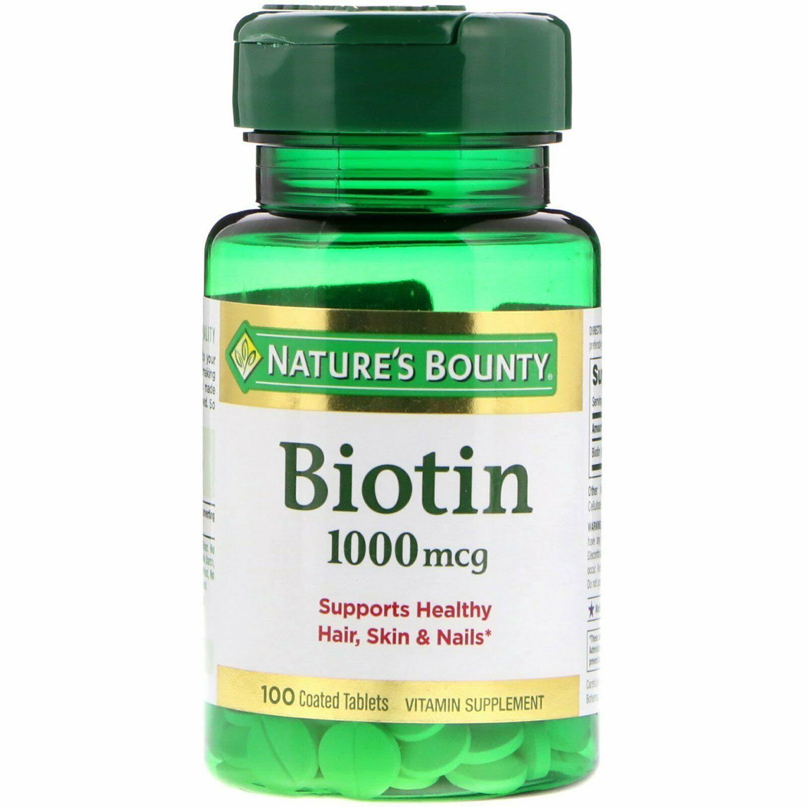 Nature's Bounty Biotin Vitamin Supplement - 100 Tablets