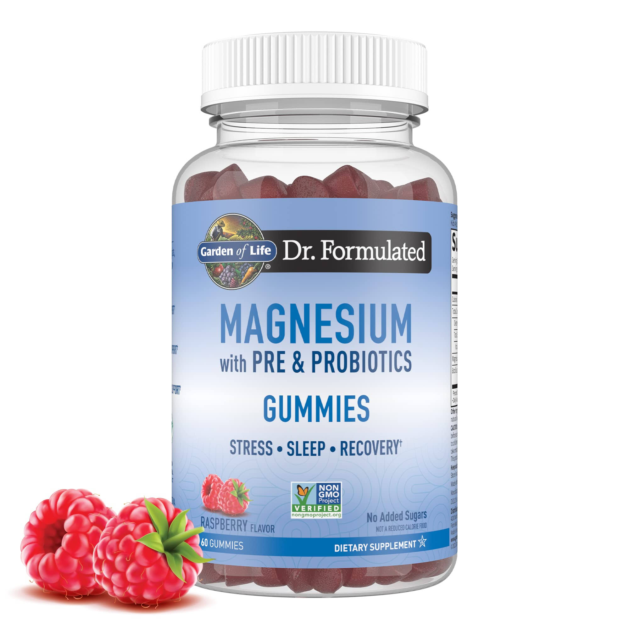 Garden of Life Dr. Formulated Magnesium with Pre & Probiotics Gummies, Raspberry - 60 Gummies
