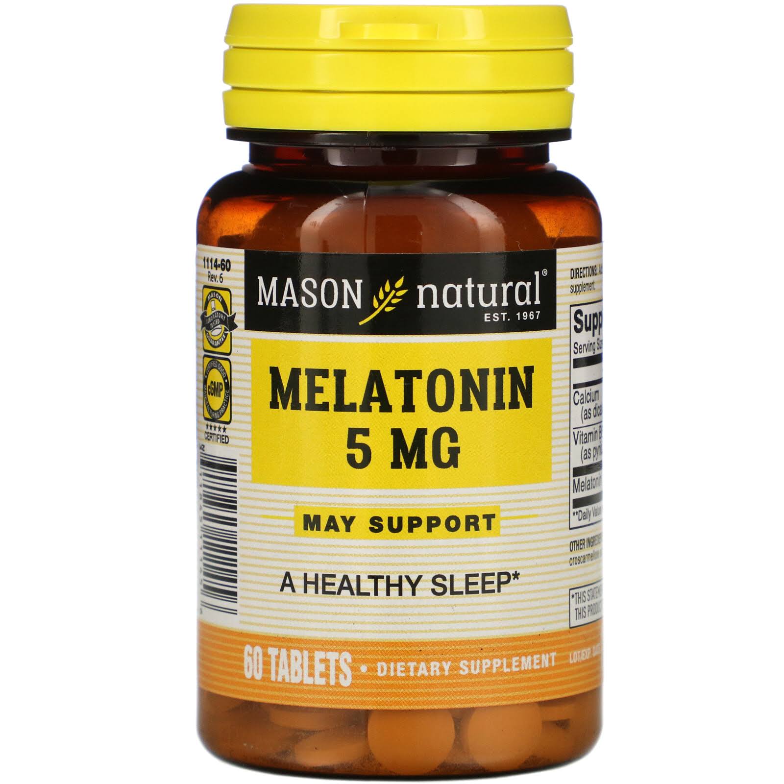 Mason Natural Melatonin Supplement - 60 Tablets, 5mg