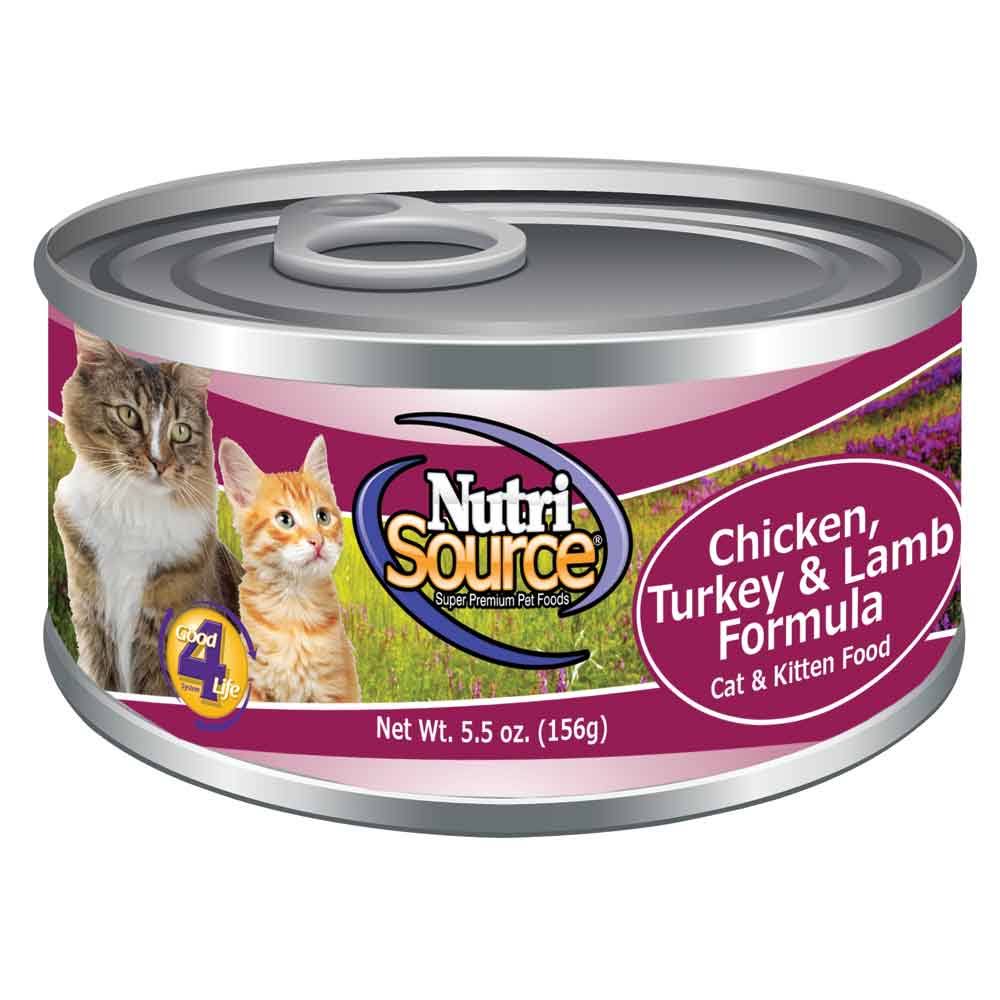 Nutri Source Canned Cat Food - Chicken Turkey and Lamb, 5oz