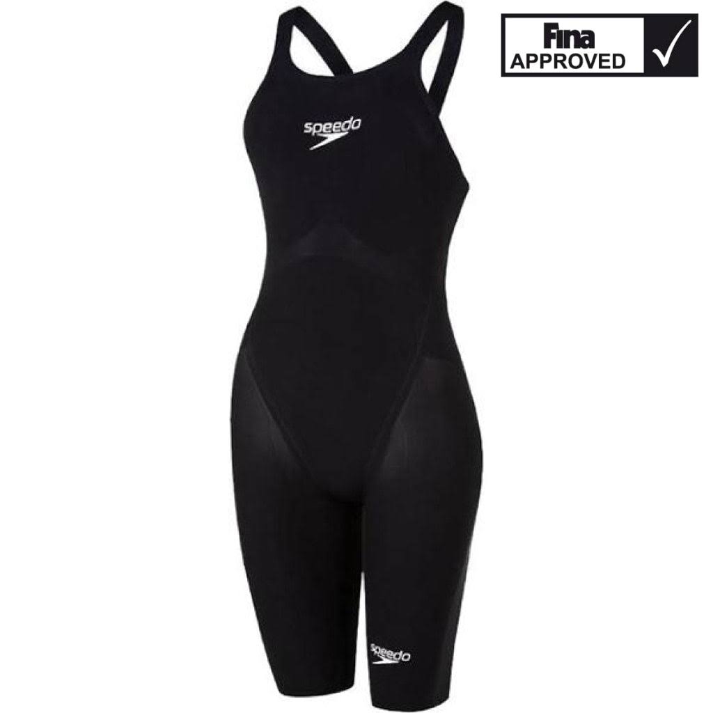 Speedo Women's Fastskin LZR Pure Valor Open Back Kneeskin Tech Suit Swimsuit - Black 26 | Nylon/Lycra - Swimoutlet.com