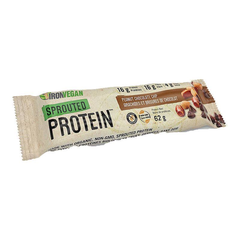 Iron Vegan Sprouted Protein Bar Peanut Chocolate Chip 62G