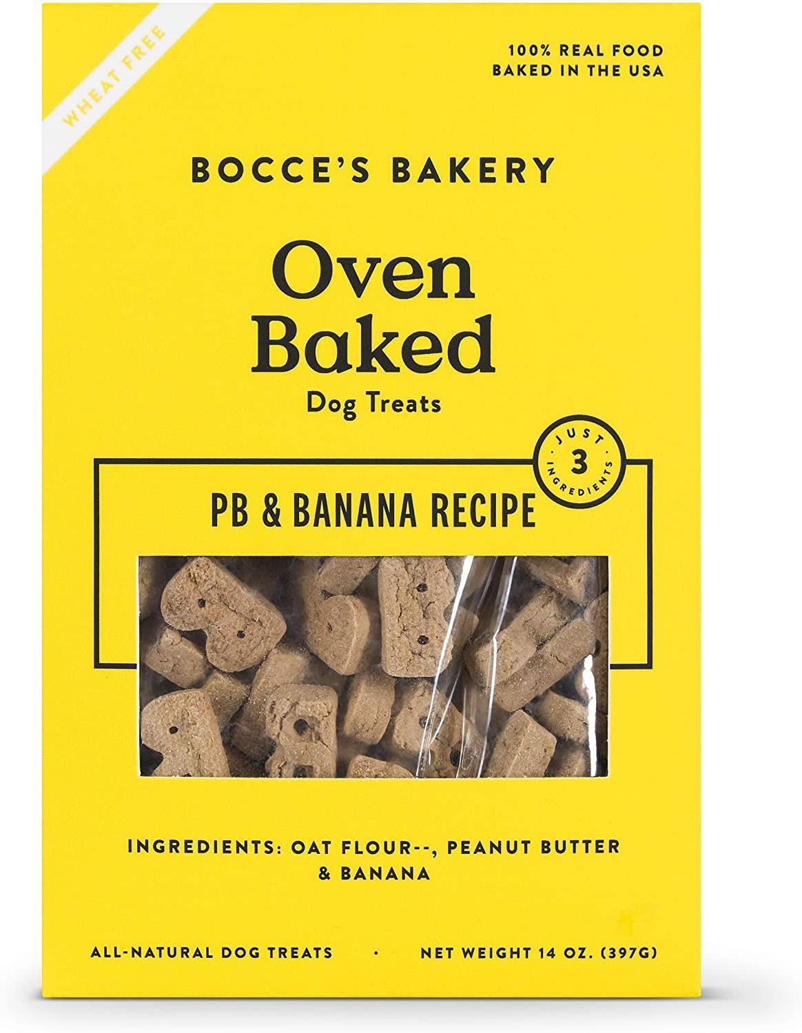 Bocces Bakery Dog Biscuits, with PB & Banana - 14 oz