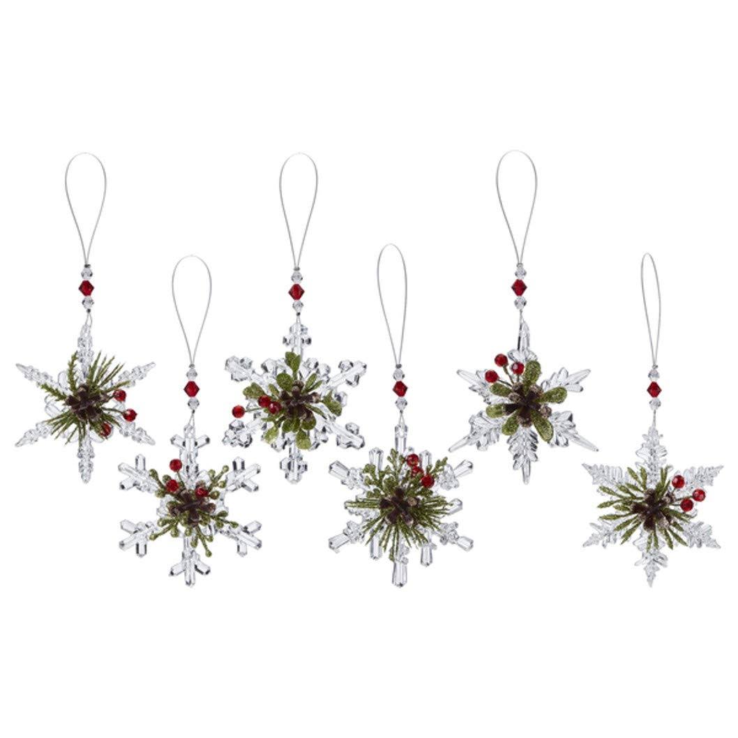 Ganz KK507 Teeny Mistletoe Snowflakes Ornament, Set of 6, Acrylic