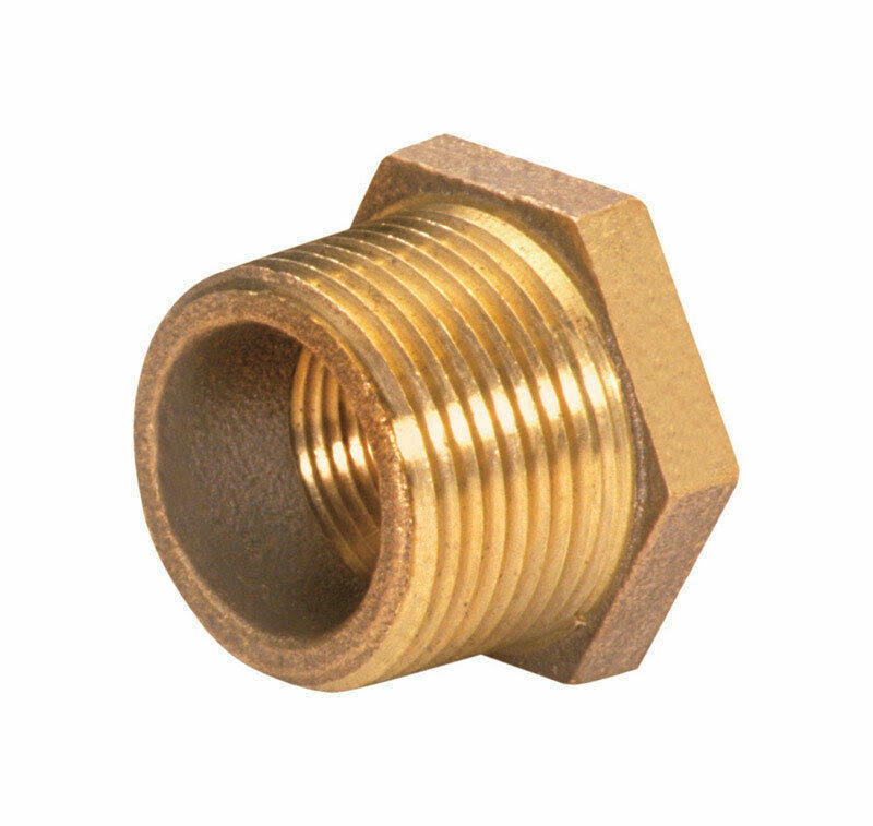 JMF 1/2 In. MPT x 3/8 In. FPT Red Brass Lead Free Hex Bushing Coupling
