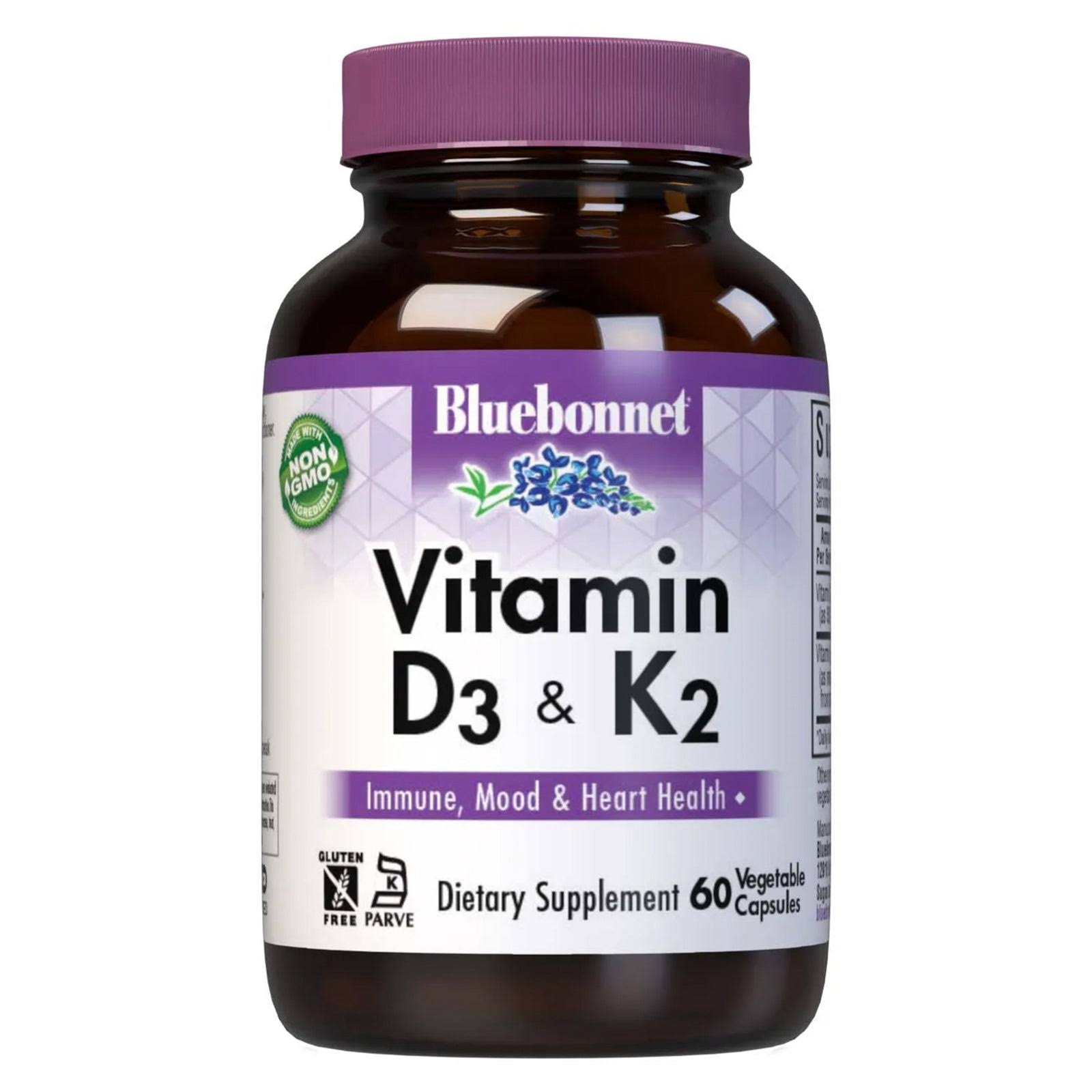 Bluebonnet Nutrition Vitamin D3 & K2 60 Vegetable Capsules