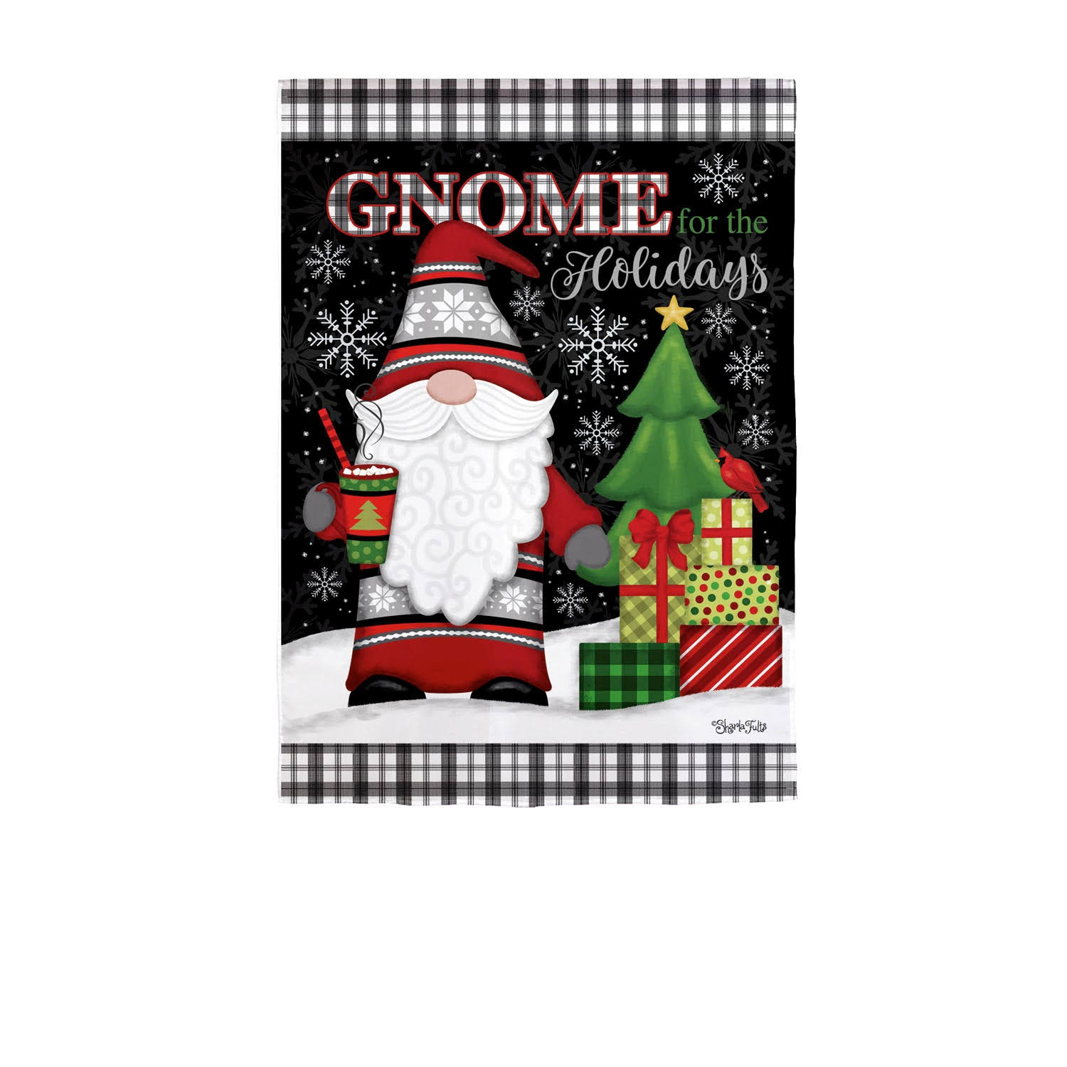 Evergreen Gnome for The Holidays Garden Suede Flag