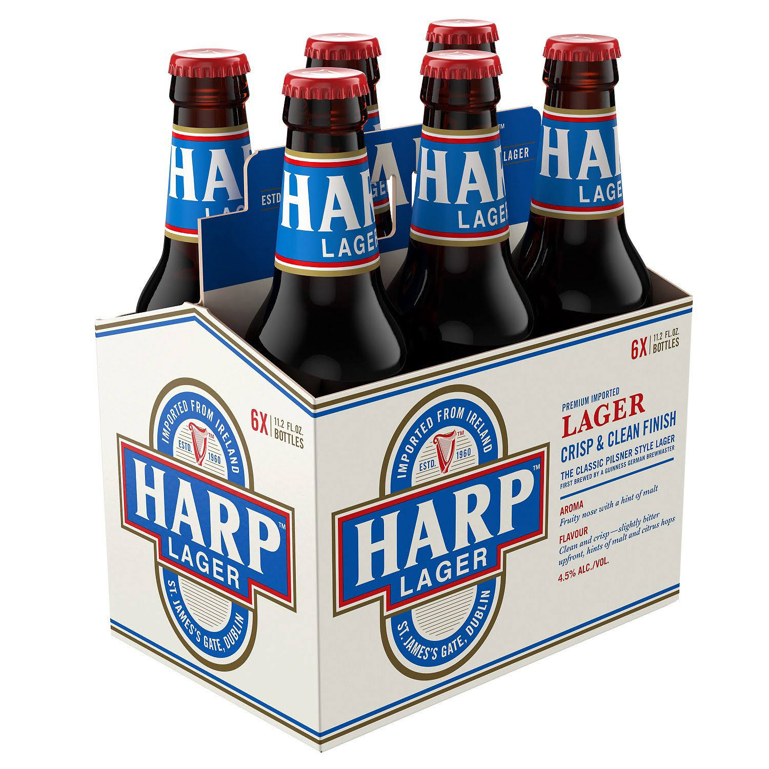Harp Beer, Lager, Premium, Imported, Pilsner Style - 6 pack, 11.2 fl oz bottles