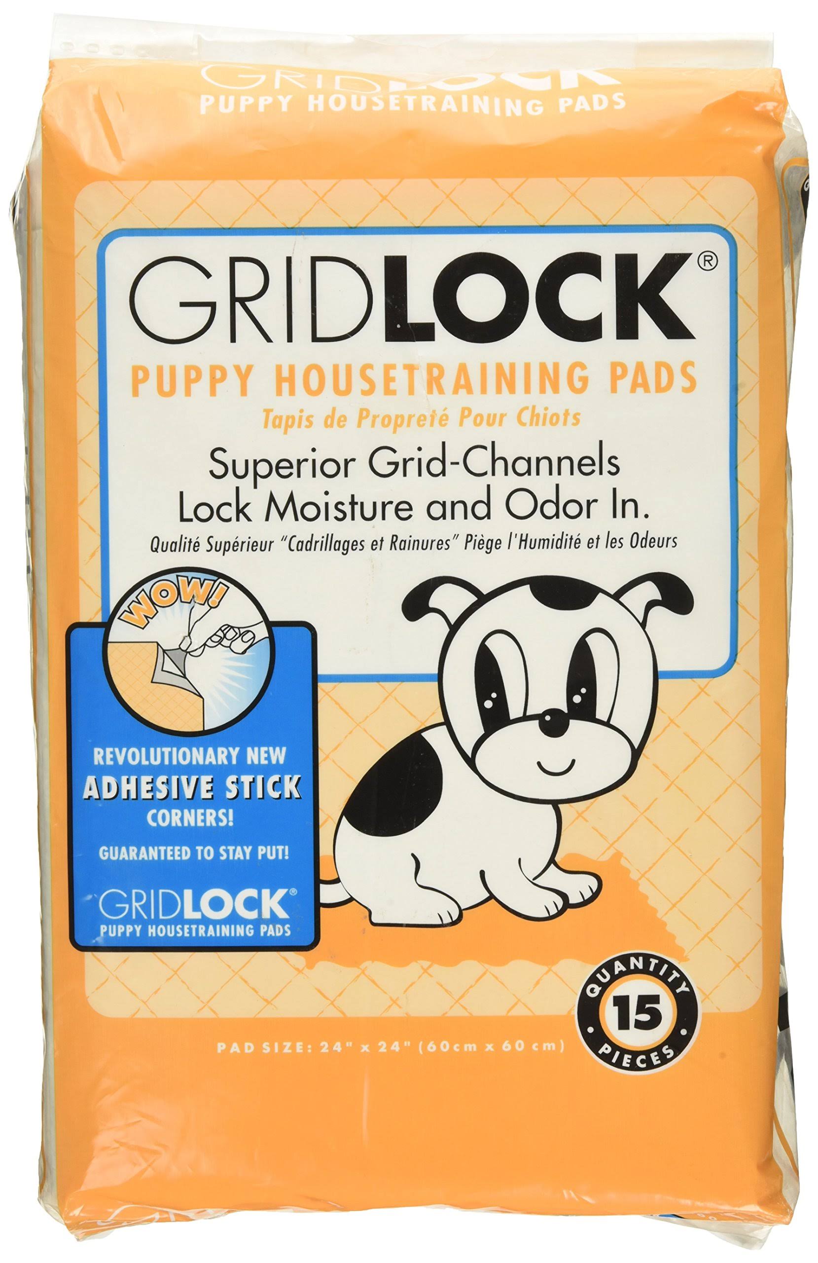 Gogo 13004 15 Count Gridlock Adhesive Back Puppy Housetraining Pads, 24 x 24 in.