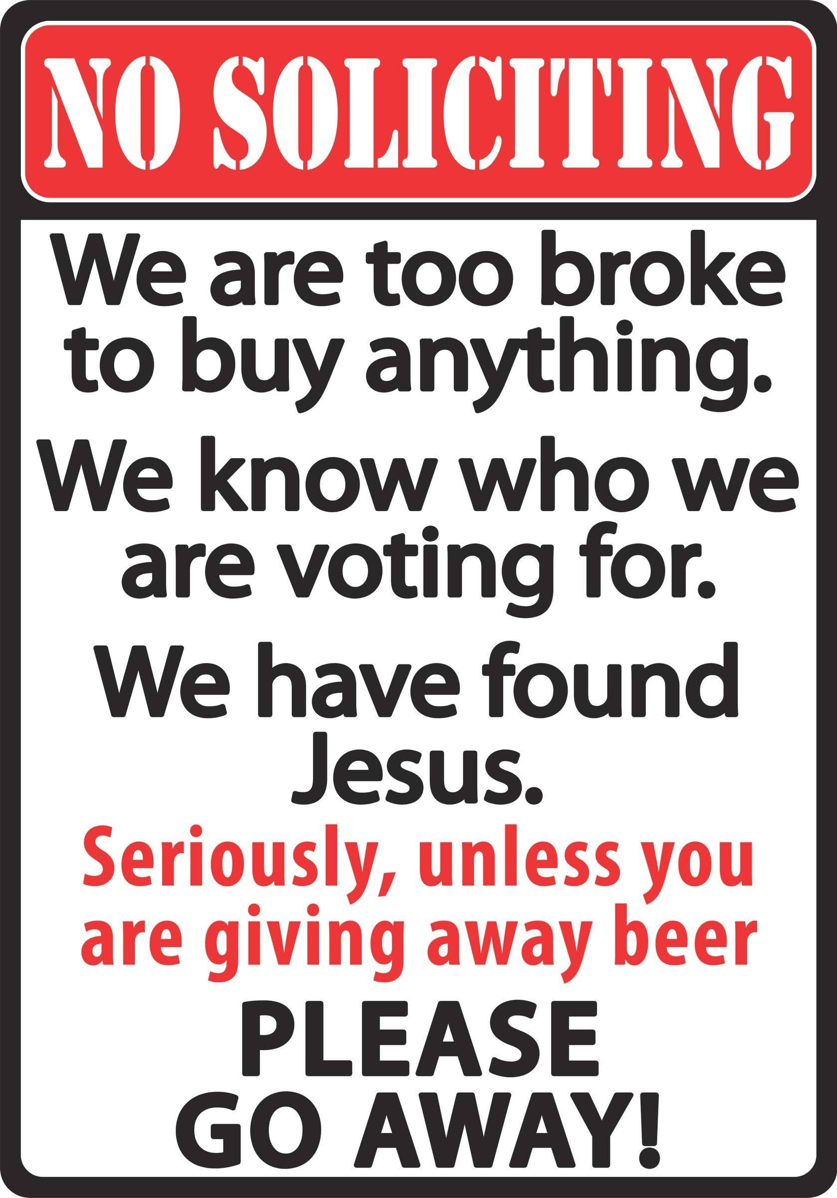 Rivers Edge Products 30cm x 43cm Tin Sign No Soliciting 1494