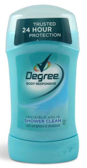 Degree Body Responsive Invisible Solid Antiperspirant - Shower Clean, 1.6oz