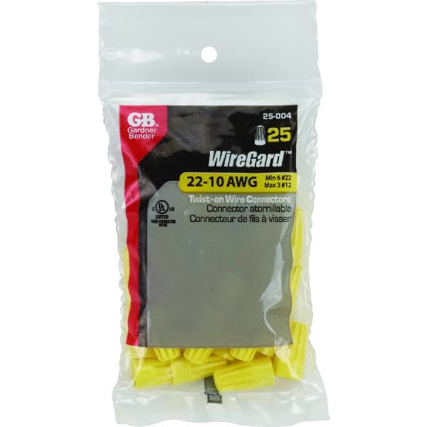 Gardner Bender Wiregard Yellow Wire Connectors - 25 Pack