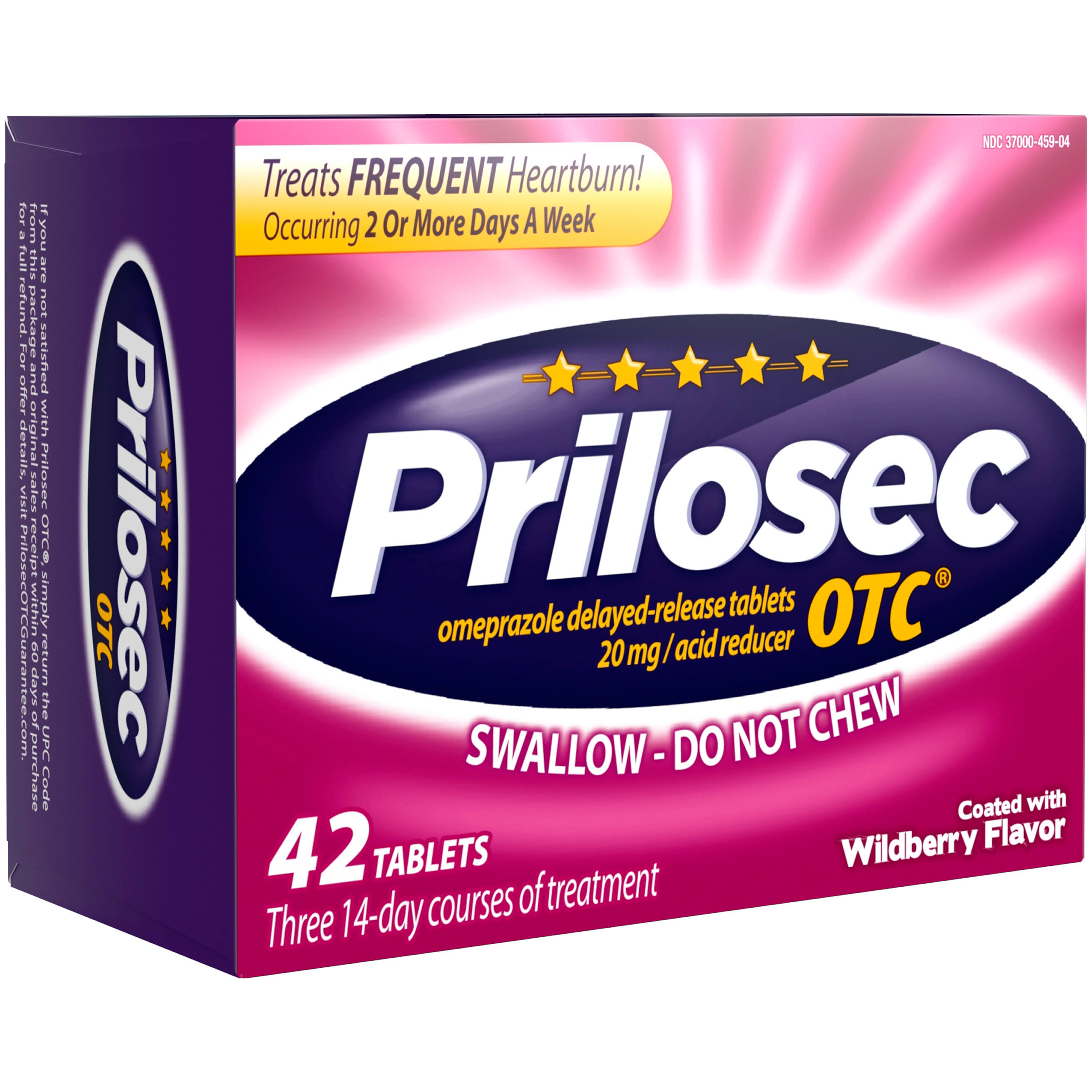 Prilosec OTC Frequent Heartburn Medicine and Acid Reducer Treatment with Omeprazole - Wildberry Flavor, 42 Tablets