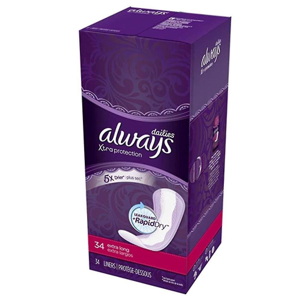 Always Dailies Xtra Protection Extra Long Liners - 34 Liners