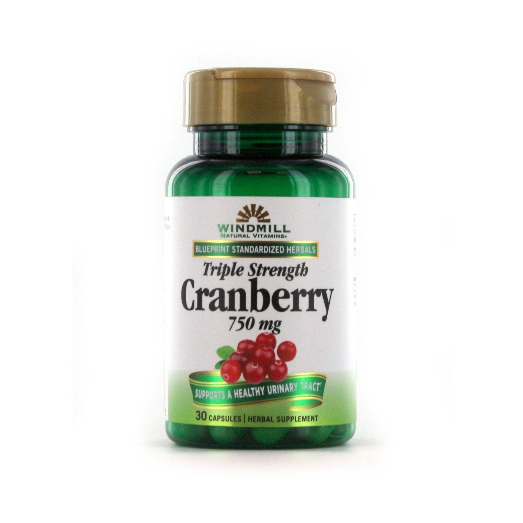 Windmill Vitamins Cranberry Dietary Supplement Capsules - 750mg, x30