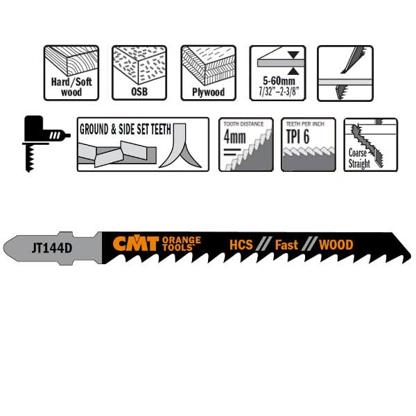 CMT JT144D-5 Jig Saw Blades for Wood – 5-Pack