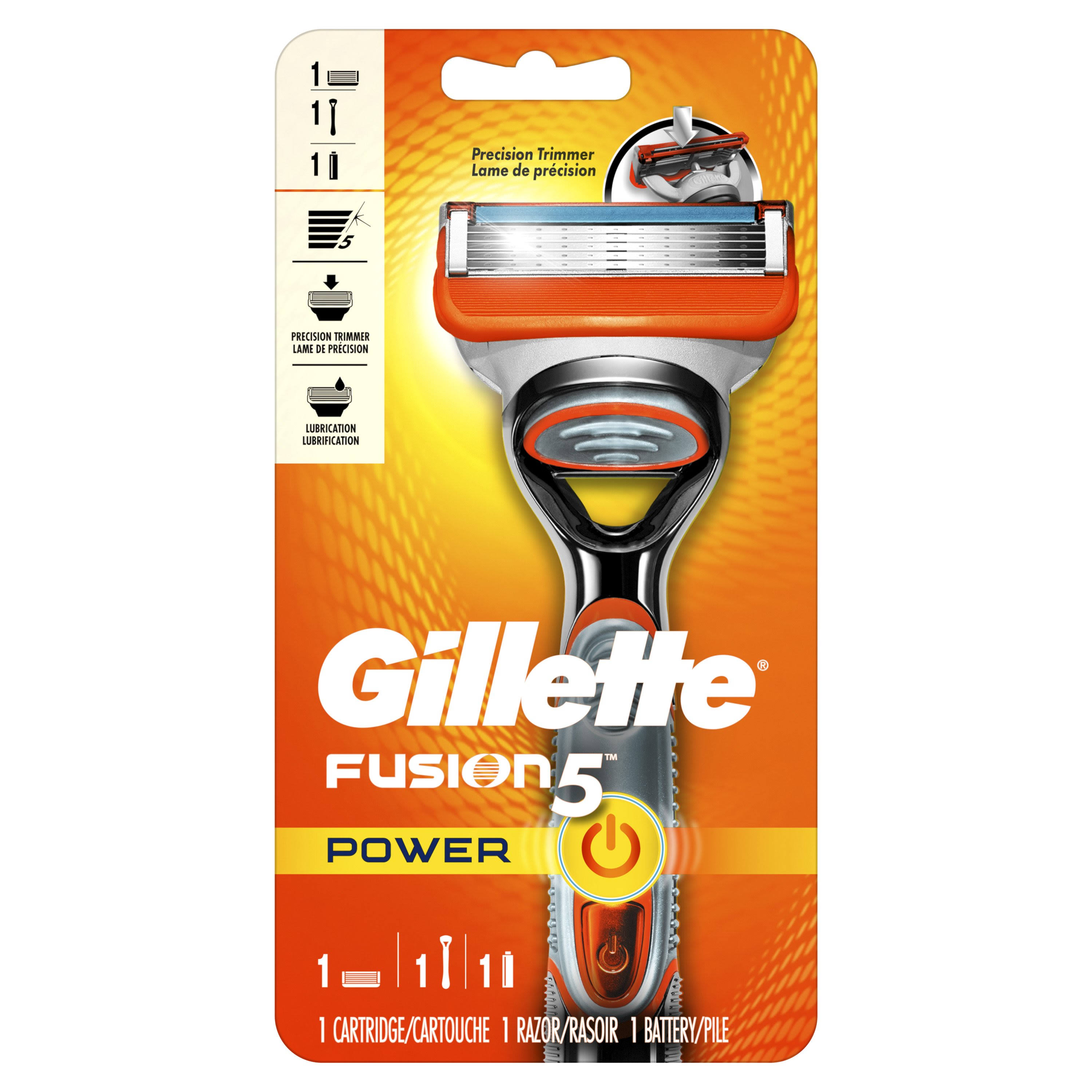 Gillette Fusion5 Men's Razor Power Handle + 1 Blade Refill