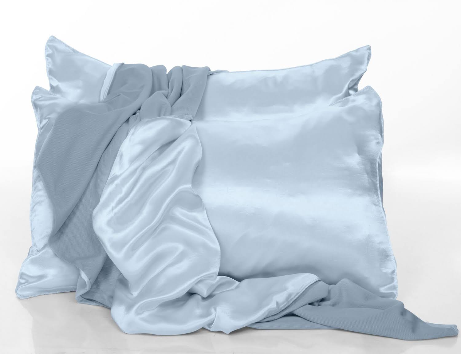 PJ Harlow Morning Blue Satin Standard Pillowcases - Set of 2
