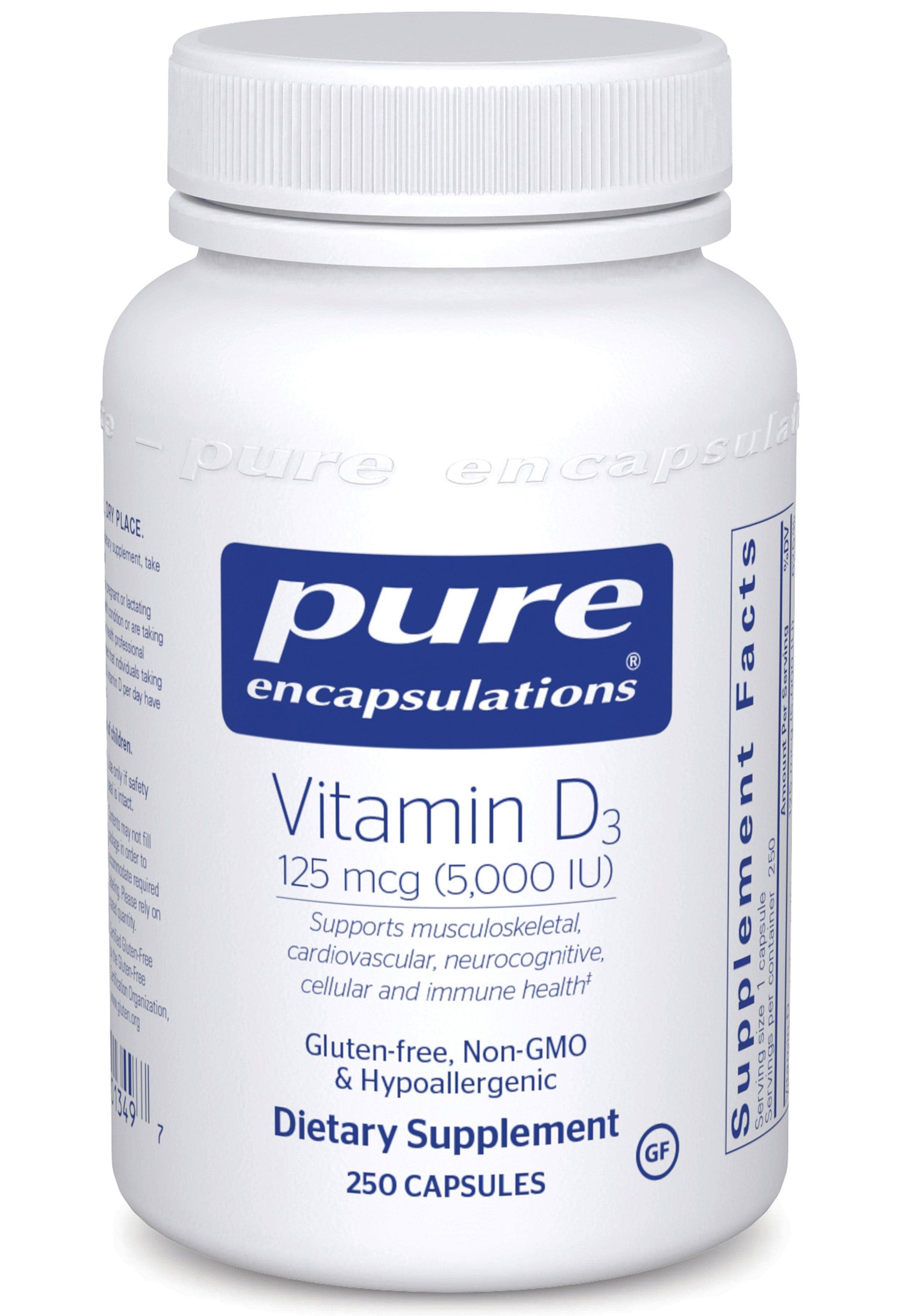 Pure Encapsulations Vitamin D3 Dietary Supplement - 60 Capsules, 5,000 IU