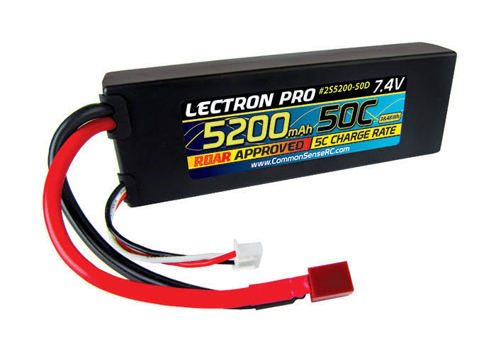 Lectron Pro 50C Lipo Battery with Deans Type Connector - 7.4V, 5200mAh