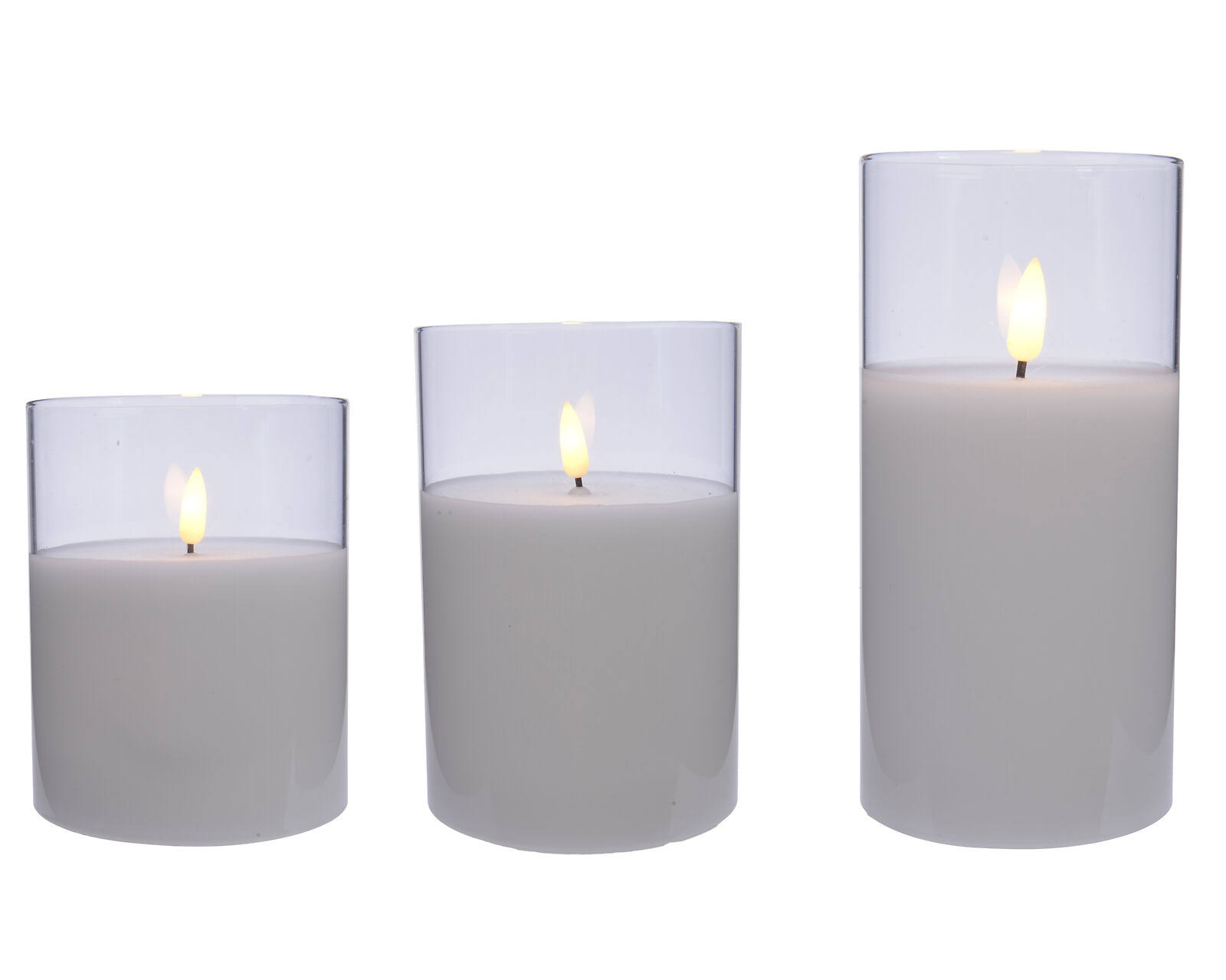 Kaemingk LED Wax Candle in Glass - Clear Set 3