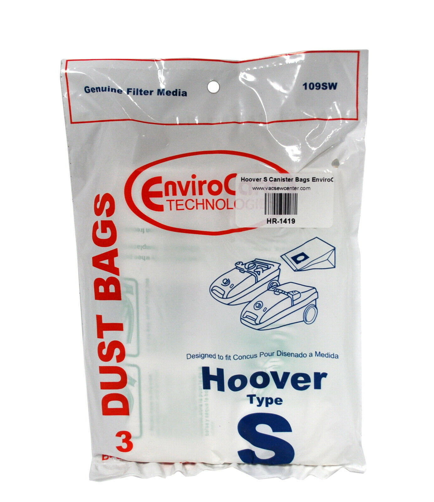 Envirocare Hoover Type S Vacuum Bags - 3 Pack