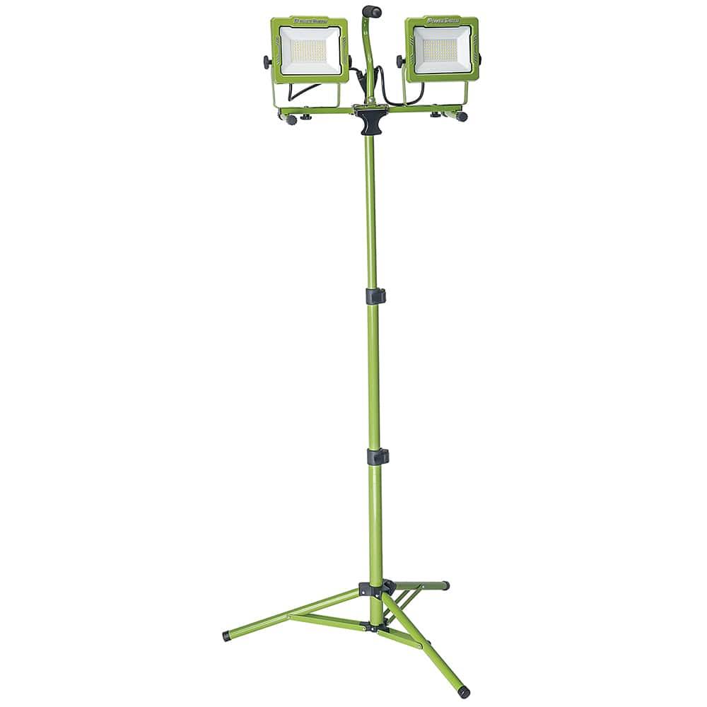 PowerSmith PWL2120TS Portable Dual Head Work Light with Tripod, 120 V, 120 W, 2-Lamp, LED Lamp, 5000 K Color Temp